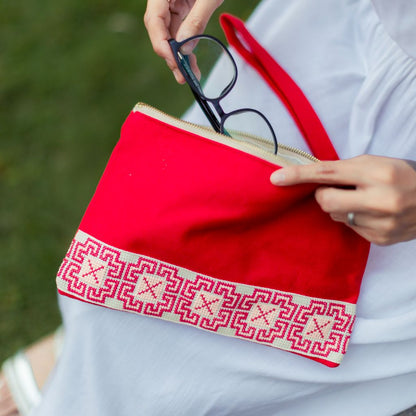 Safa Tatreez Pouch - Red